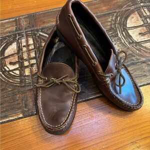 Quoddy Dark Brown Leather Boat Shoes Men’s 9